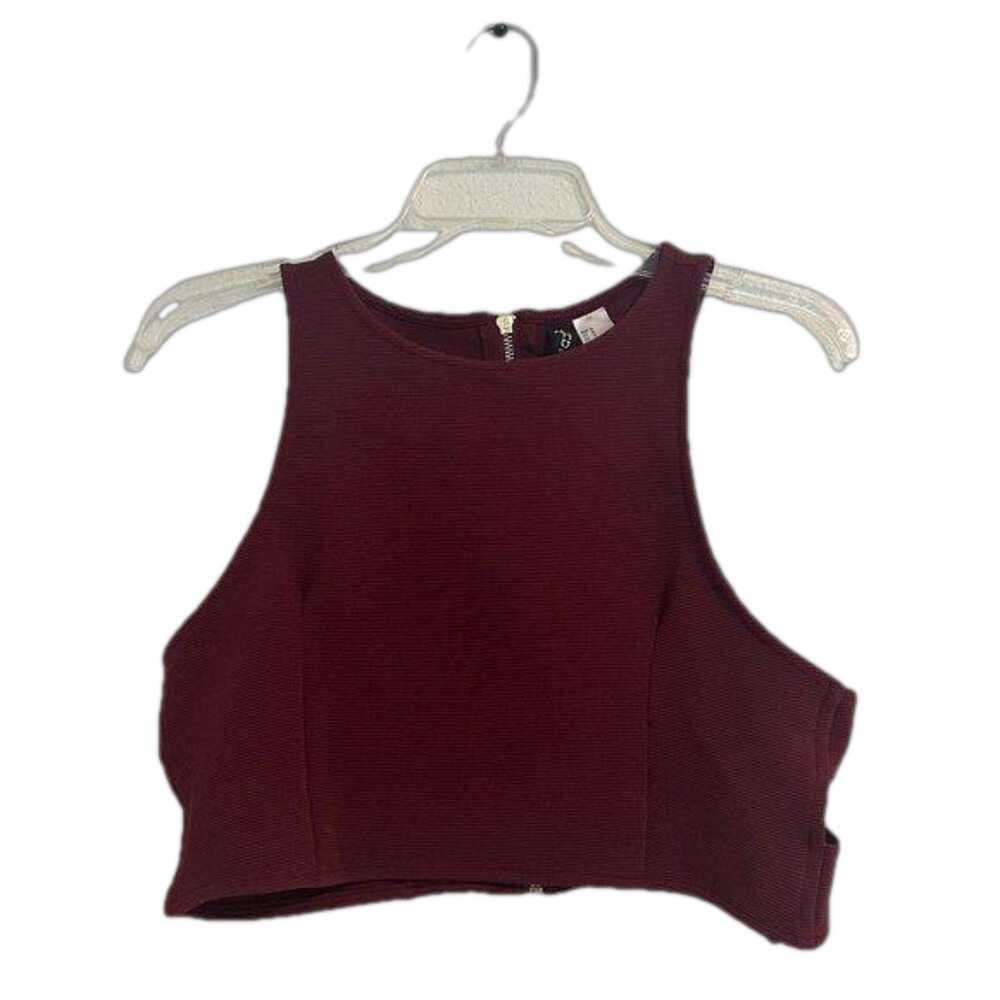 NWOT Maroon Cut Out Crop Top with Gold Zipper Detail - Medium​